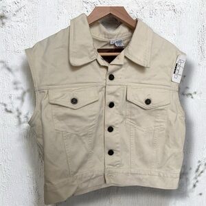 NWT Vintage Cream Denim Vest – Y2K Western Vibes Cowgirl L
